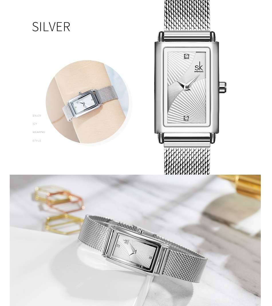 Shengke Women Watches Fashion Geneva Design Ladies Watch Luxury Brand Rectangle Quartz Wristwatches Luxury Gifts For Women Clock