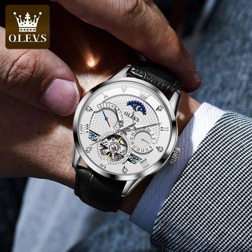 Top Luxury Brand OLEVS Mechanical Watch Luminous Tourbillon Men's Watch Fashion Calendar Multifunction Watch 6652 Automatic Watches