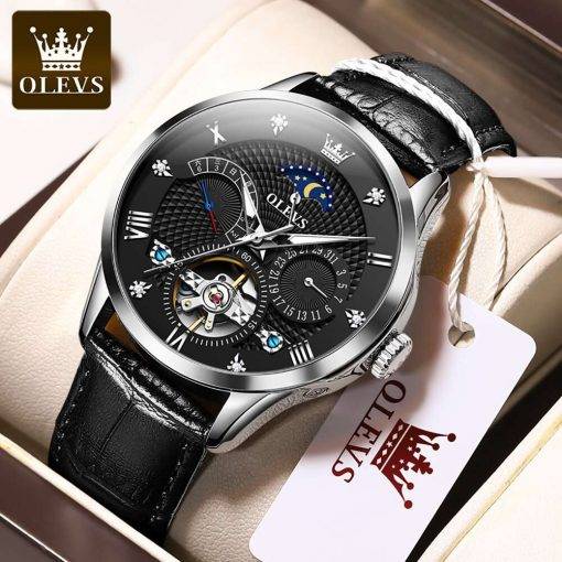 Top Luxury Brand OLEVS Mechanical Watch Luminous Tourbillon Men's Watch Fashion Calendar Multifunction Watch 6652 Automatic Watches