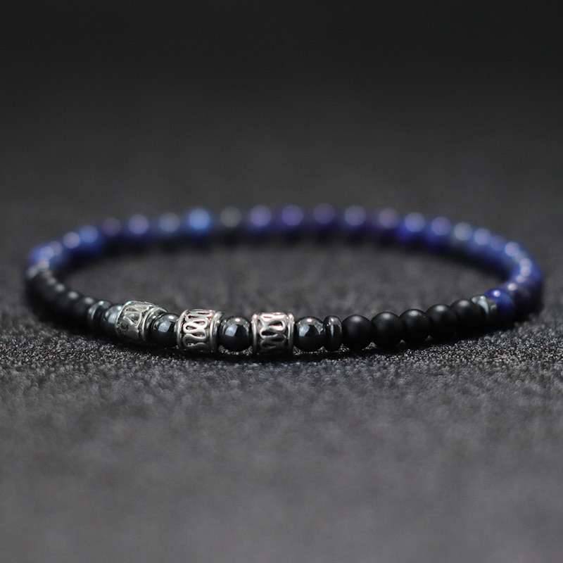 Unique 4mm Stone Bracelet Men Women Natural Lava Lapis Lazuli Obsidian Beads Elastic Braclet Sanskrit Brazalete Gift For Lovers