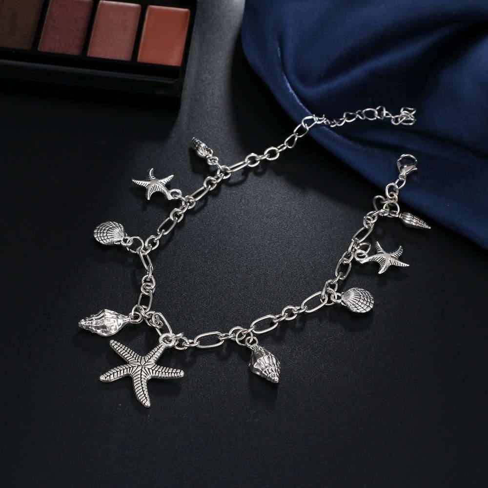 Vintage Anklets for Women Starfish Shell Pendant Anklet Summer Beach Foot Ankle Bohemian Anklet Bracelet On Leg Jewelry