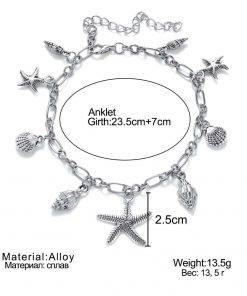 Vintage Anklets for Women Starfish Shell Pendant Anklet Summer Beach Foot Ankle Bohemian Anklet Bracelet On Leg Jewelry Women Anklets 