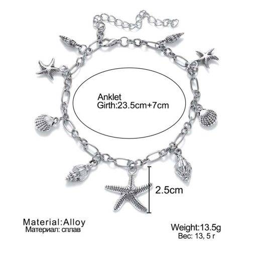 Vintage Anklets for Women Starfish Shell Pendant Anklet Summer Beach Foot Ankle Bohemian Anklet Bracelet On Leg Jewelry Women Anklets