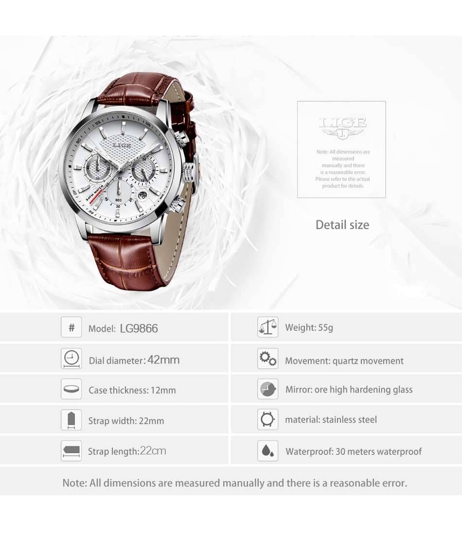 Watches Mens 2022 LIGE Top Brand Luxury Casual Leather Quartz Men's Watch Business Clock Male Sport Waterproof Date Chronograph Watches Mens 2022 LIGE Top Brand Luxury Casual Leather Quartz Men's Watch Business Clock Male Sport Waterproof Date Chronograph