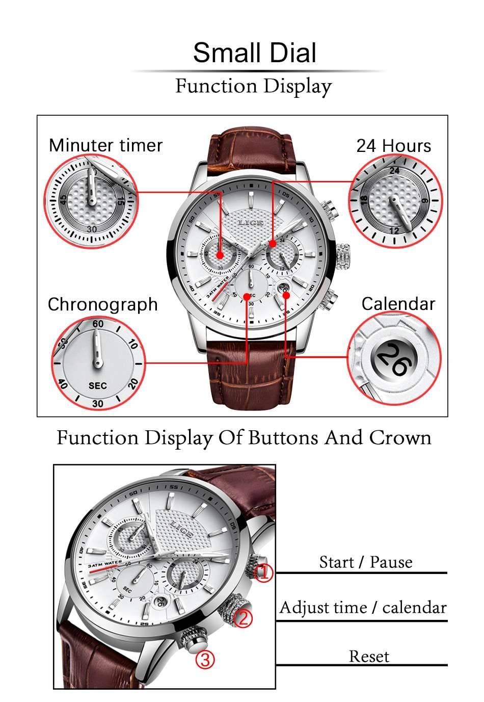 Watches Mens 2022 LIGE Top Brand Luxury Casual Leather Quartz Men's Watch Business Clock Male Sport Waterproof Date Chronograph Watches Mens 2022 LIGE Top Brand Luxury Casual Leather Quartz Men's Watch Business Clock Male Sport Waterproof Date Chronograph