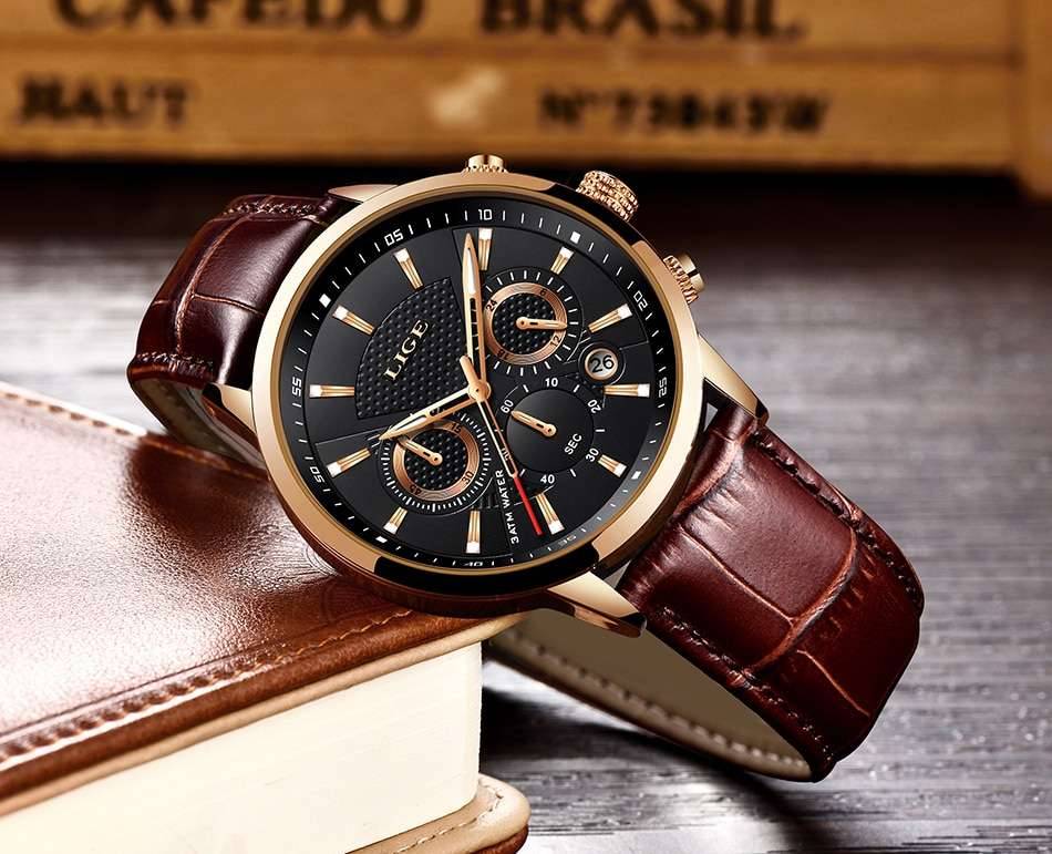 Watches Mens 2022 LIGE Top Brand Luxury Casual Leather Quartz Men's Watch Business Clock Male Sport Waterproof Date Chronograph Watches Mens 2022 LIGE Top Brand Luxury Casual Leather Quartz Men's Watch Business Clock Male Sport Waterproof Date Chronograph
