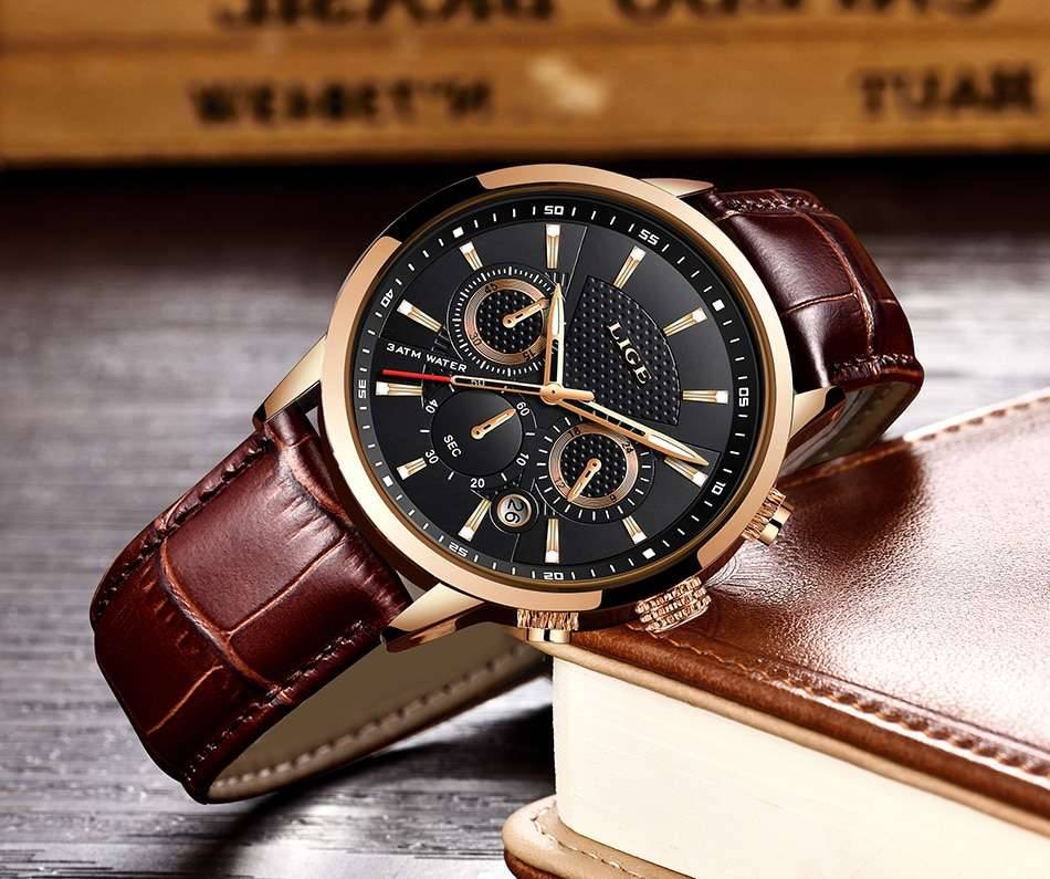 Watches Mens 2022 LIGE Top Brand Luxury Casual Leather Quartz Men's Watch Business Clock Male Sport Waterproof Date Chronograph Watches Mens 2022 LIGE Top Brand Luxury Casual Leather Quartz Men's Watch Business Clock Male Sport Waterproof Date Chronograph