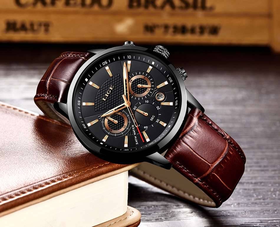 Watches Mens 2022 LIGE Top Brand Luxury Casual Leather Quartz Men's Watch Business Clock Male Sport Waterproof Date Chronograph Watches Mens 2022 LIGE Top Brand Luxury Casual Leather Quartz Men's Watch Business Clock Male Sport Waterproof Date Chronograph
