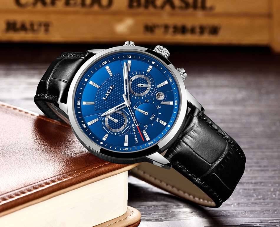 Watches Mens 2022 LIGE Top Brand Luxury Casual Leather Quartz Men's Watch Business Clock Male Sport Waterproof Date Chronograph Watches Mens 2022 LIGE Top Brand Luxury Casual Leather Quartz Men's Watch Business Clock Male Sport Waterproof Date Chronograph