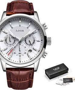 Watches Mens 2022 LIGE Top Brand Luxury Casual Leather Quartz Men's Watch Business Clock Male Sport Waterproof Date Chronograph Men Quartz Watches 