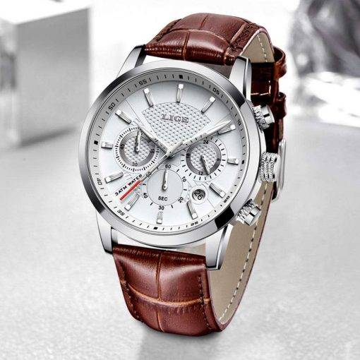 Watches Mens 2022 LIGE Top Brand Luxury Casual Leather Quartz Men's Watch Business Clock Male Sport Waterproof Date Chronograph Men Quartz Watches