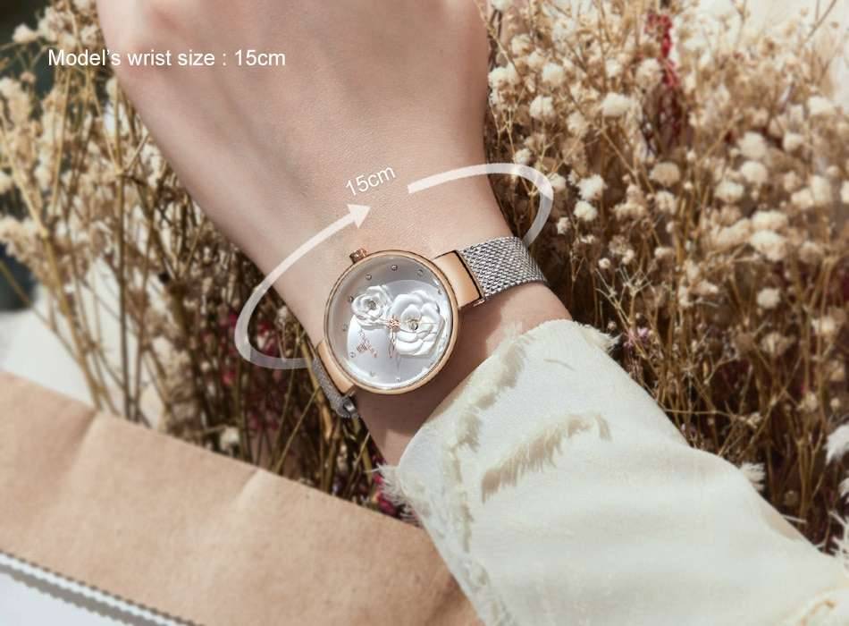 Women Watch NAVIFORCE Top Luxury Brand Steel Mesh Waterproof Ladies Watches Flower Quartz Female Wristwatch Charming Girl Clock