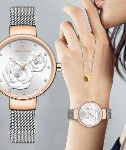 Women Watch NAVIFORCE Top Luxury Brand Steel Mesh Waterproof Ladies Watches Flower Quartz Female Wristwatch Charming Girl Clock Women Quartz Watches 