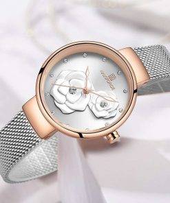 Women Watch NAVIFORCE Top Luxury Brand Steel Mesh Waterproof Ladies Watches Flower Quartz Female Wristwatch Charming Girl Clock Women Quartz Watches 