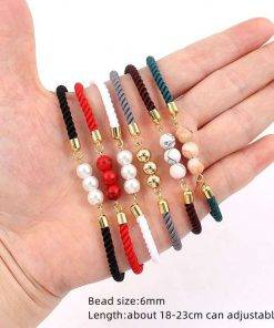 2022 New Fashion Round Bead Women Bracelet Trendy Multicolor Adjustable Rope Charm Bracelet For Women Jewelry Gift Women Bracelets 