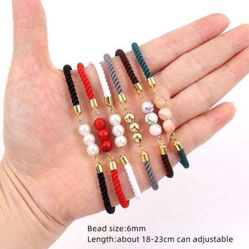 2022 New Fashion Round Bead Women Bracelet Trendy Multicolor Adjustable Rope Charm Bracelet For Women Jewelry Gift Women Bracelets