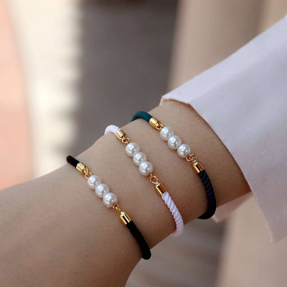 2022 New Fashion Round Bead Women Bracelet Trendy Multicolor Adjustable Rope Charm Bracelet For Women Jewelry Gift