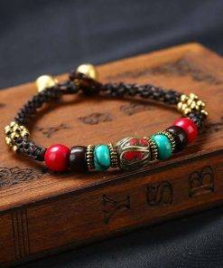 Bohemian ethnic style retro semi-precious stones fashion ladies bracelet wax rope hand-woven creative charm bracelet Women Bracelets