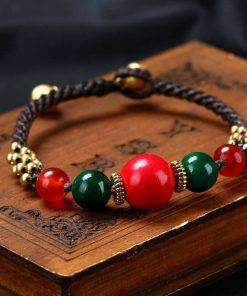 Bohemian ethnic style retro semi-precious stones fashion ladies bracelet wax rope hand-woven creative charm bracelet Women Bracelets 