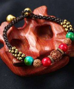 Bohemian ethnic style retro semi-precious stones fashion ladies bracelet wax rope hand-woven creative charm bracelet Women Bracelets