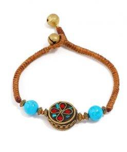 Bohemian ethnic style retro semi-precious stones fashion ladies bracelet wax rope hand-woven creative charm bracelet Women Bracelets