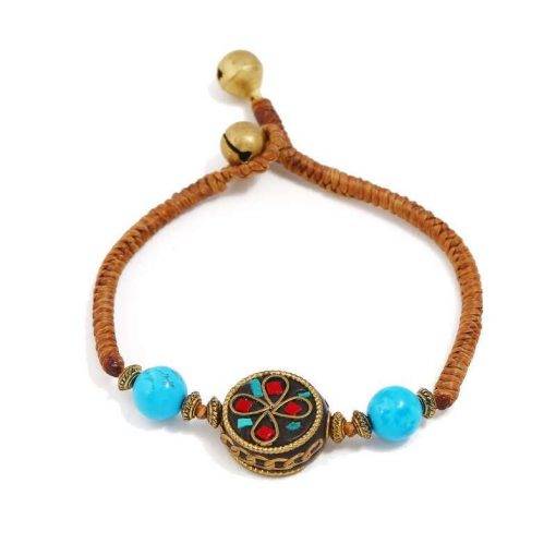 Bohemian ethnic style retro semi-precious stones fashion ladies bracelet wax rope hand-woven creative charm bracelet Women Bracelets