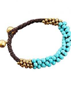Boho Style Simple Round Bead Fashion Women's Bracelet Bracelet, Wax Rope Turquoise Copper Beads Hand-woven Charm Yoga Bracelet Women Bracelets 