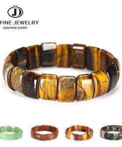 JD Natural Stone Colorful Tiger Eyes Beads Bangles Men Women Bracelets Handmade Mookiate Jasper Energy Jewelry For Summer Gifts Women Bracelets