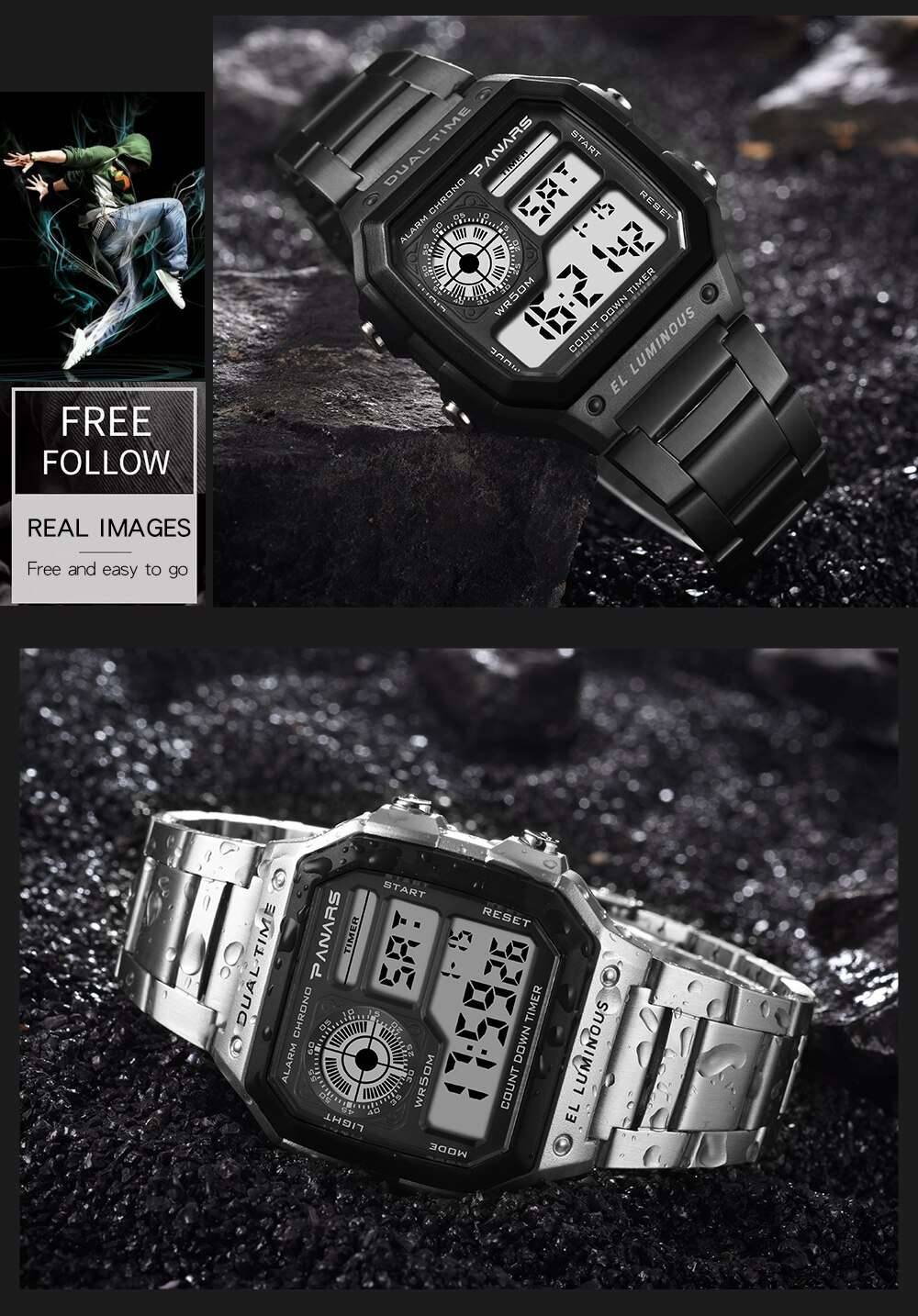SYNOKE Men's Sports Watches Business Stainless Steel Digital Watch Men Military Wristwatch 5ATM Waterproof montre sport homme SYNOKE Men's Sports Watches Business Stainless Steel Digital Watch Men Military Wristwatch 5ATM Waterproof montre sport homme