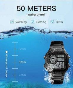 SYNOKE Men's Sports Watches Business Stainless Steel Digital Watch Men Military Wristwatch 5ATM Waterproof montre sport homme Men Sports & Smartwatches 