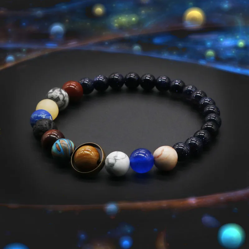 Universe Solar System Bracelet Women Natural Stone Eight Planets Bracelet Men Best Friends Gift For Him Gift For Her MY8
