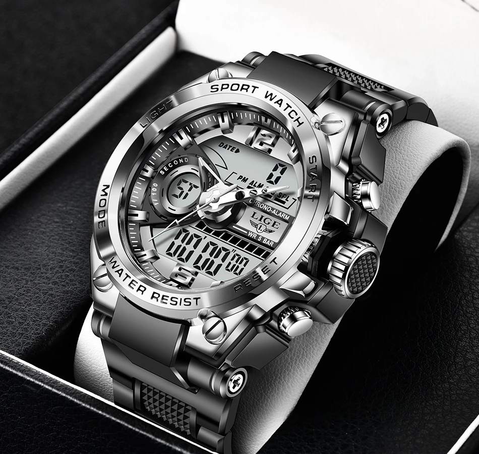 LIGE Digital Men Military Watch 50m Waterproof Wristwatch LED Quartz Clock Sport Watch Male Big Watches Men Relogios Masculino LIGE Digital Men Military Watch 50m Waterproof Wristwatch LED Quartz Clock Sport Watch Male Big Watches Men Relogios Masculino