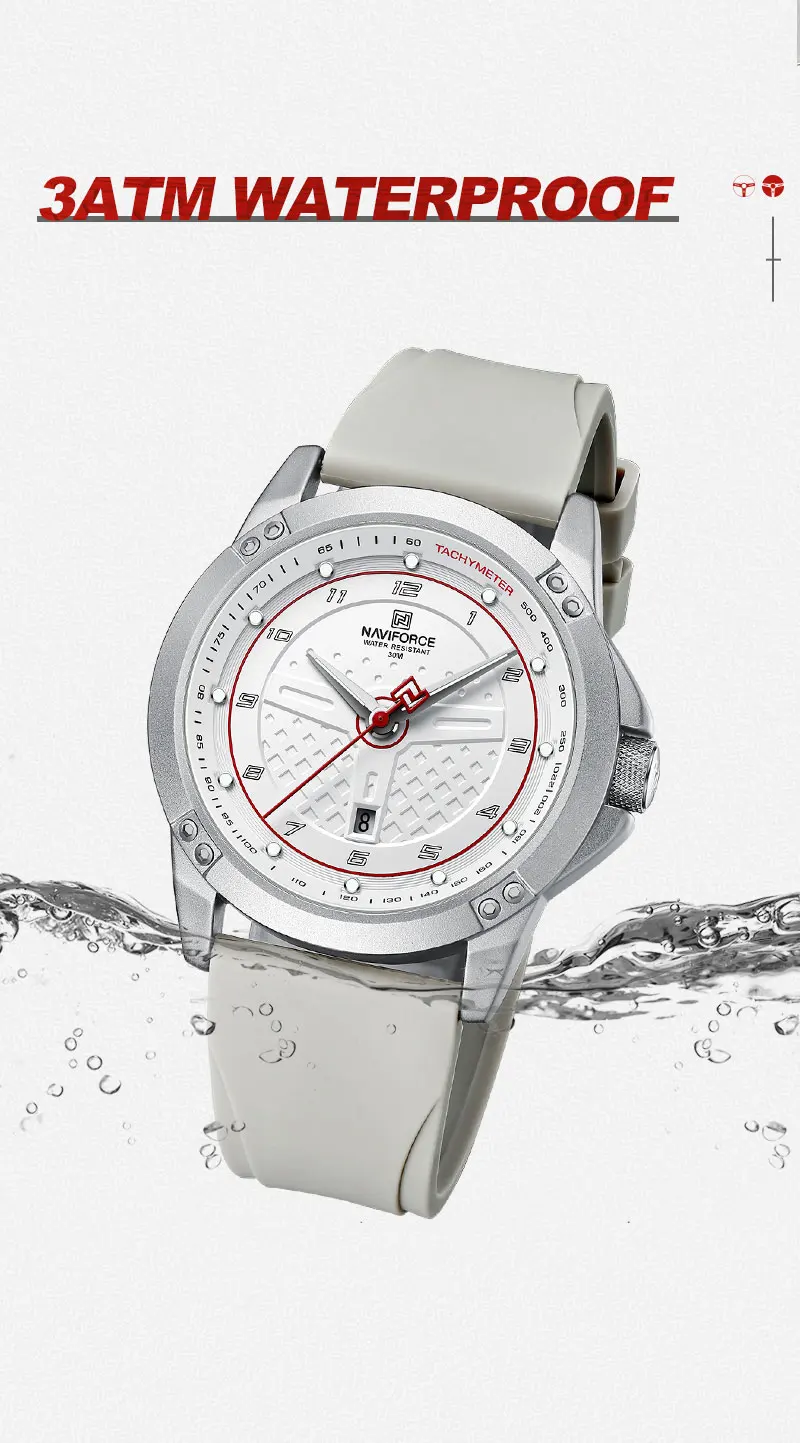 NAVIFORCE Original Watches for Men Silicone Band Military Sports Waterproof Man Clock Shockproof Quartz Calendar Male wristwatch