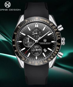 PAGANI DESIGN: Sporty Quartz Watch with Durable Rubber Strap for Men