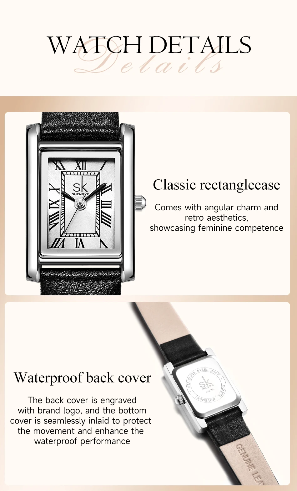 Shengke High Qualit Ladies Watch Top Brand Luxury Fashion Business Rectangle Waterproof Quartz Woman Quartz Watches Gifts Clock