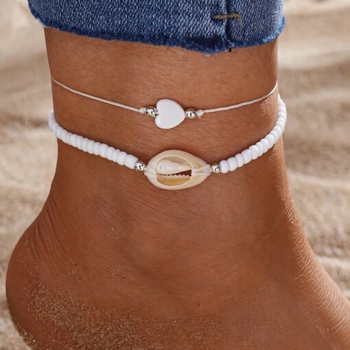 Bohemia Natural Shell Anklets for Women Foot Jewelry Summer Beach Barefoot Bracelet Ankle on Leg Chian Ankle Strap Accessories Women Anklets
