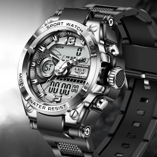 LIGE Digital Men Military Watch 50m Waterproof Wristwatch LED Quartz Clock Sport Watch Male Big Watches Men Relogios Masculino Men Sports & Smartwatches