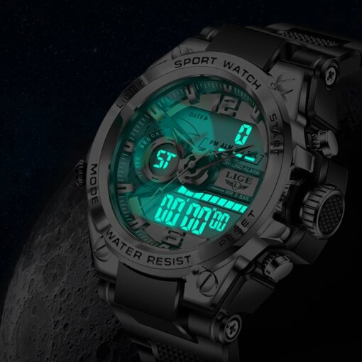 LIGE Digital Men Military Watch 50m Waterproof Wristwatch LED Quartz Clock Sport Watch Male Big Watches Men Relogios Masculino Men Sports & Smartwatches