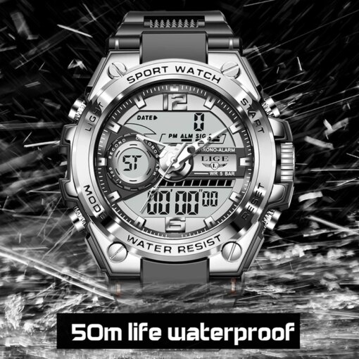 LIGE Digital Men Military Watch 50m Waterproof Wristwatch LED Quartz Clock Sport Watch Male Big Watches Men Relogios Masculino Men Sports & Smartwatches