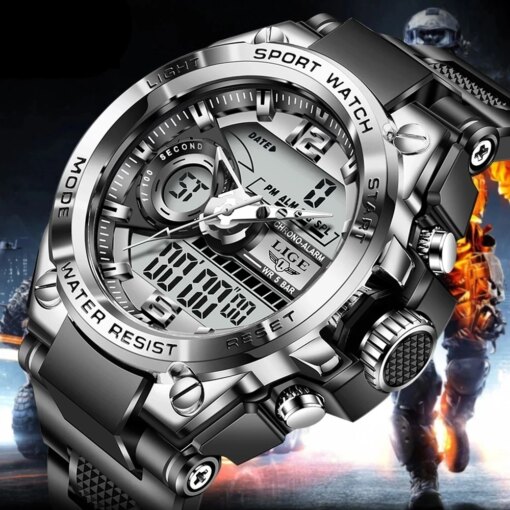 LIGE Digital Men Military Watch 50m Waterproof Wristwatch LED Quartz Clock Sport Watch Male Big Watches Men Relogios Masculino Men Sports & Smartwatches