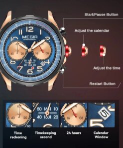 MEGIR 2230 New Men’s Watch Fashion Casual Multifunctional Sports Silicone Strap Luminous Date Military Chronograph Wristwatches Quartz Watches Sports & Smartwatches