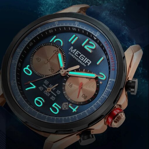 MEGIR 2230 New Men’s Watch Fashion Casual Multifunctional Sports Silicone Strap Luminous Date Military Chronograph Wristwatches Quartz Watches Sports & Smartwatches