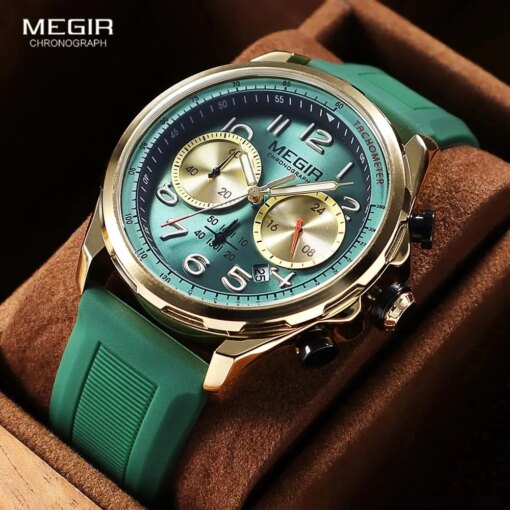 MEGIR 2230 New Men’s Watch Fashion Casual Multifunctional Sports Silicone Strap Luminous Date Military Chronograph Wristwatches Quartz Watches Sports & Smartwatches