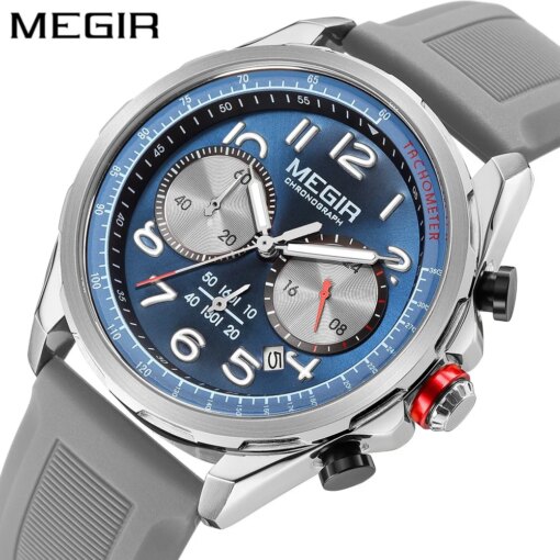 MEGIR 2230 New Men’s Watch Fashion Casual Multifunctional Sports Silicone Strap Luminous Date Military Chronograph Wristwatches Quartz Watches Sports & Smartwatches