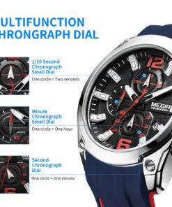 MEGIR Sport Watch Silicone Strap Chronograph Men Quartz Military Watch Waterproof Wrist Watches Relogio Masculino Man Clock 2063 Men Quartz Watches 