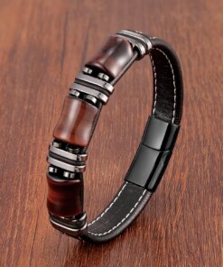 Natural Stone,Tiger Eye Bracelet,Black Leather Rope Chain,Men Bracelet,Stainless Steel Bracelet,Women Fashion Jewelry,Wholesale Men Bracelets