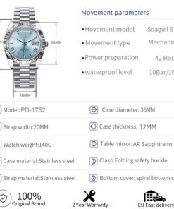 PAGANI DESIGN 2024 New DD36 Men’s Watches Luxury Automatic Watch Men AR Sapphire Glass Mechanical Wristwatch Men ST16 Movt Clock Men Mechanical Watches 