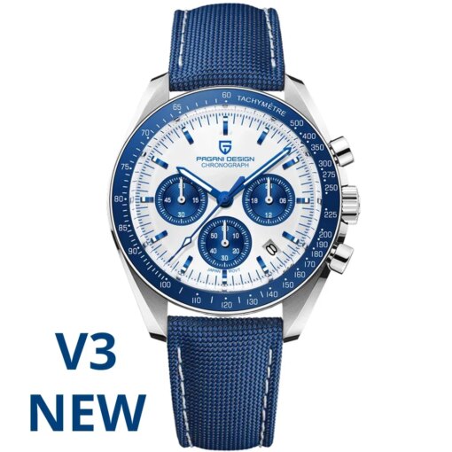 PAGANI DESIGN 2024 New Men’s Watches Top Luxury Quartz Watch For Men Auto Date Speed Chronograph AR Sapphire Mirror Wrist watch Color: Blue