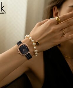 Shengke Relogio Feminino Women’s Watches Fashion Black Top Luxury Ladies Quartz Wristwatches Elegant Woman’s Clock SK New Design Women Quartz Watches