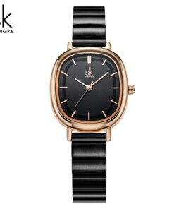 Shengke Relogio Feminino Women’s Watches Fashion Black Top Luxury Ladies Quartz Wristwatches Elegant Woman’s Clock SK New Design Women Quartz Watches